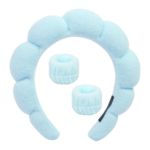 Tobeffect Spa Headband for Washing Face and Wristbands Set, Skincare Makeup Sponge Headbands for Women and Skin Care Wristband Wash Face, Terry Cl...
