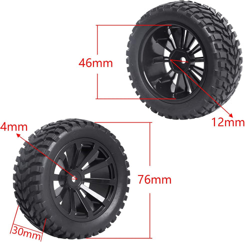 Outer Diameter 2.99inch(76mm) 1/10 On Road Touring Car Wheels and Tires 12mm Hex for Traxxas 4Tec 2.0 Latrax Teton Redcat EPX Drift Car HSP Flying...
