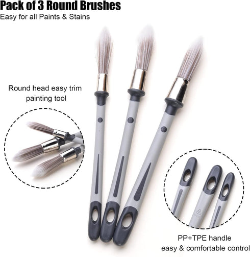 0.45 Inch, 0.6 Inch, 0.75 Inch Small Paint Brush, 3pcs Paint Brushes for Walls, Touch up, Baseboards, Paint Brush for House Wall Corners, Paint Ed...