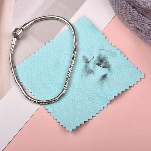 SEVENWELL 50pcs Jewelry Cleaning Cloth Mediumturquoise Polishing Cloth for Sterling Silver Gold Platinum Small Silver Polish 8x8cm...