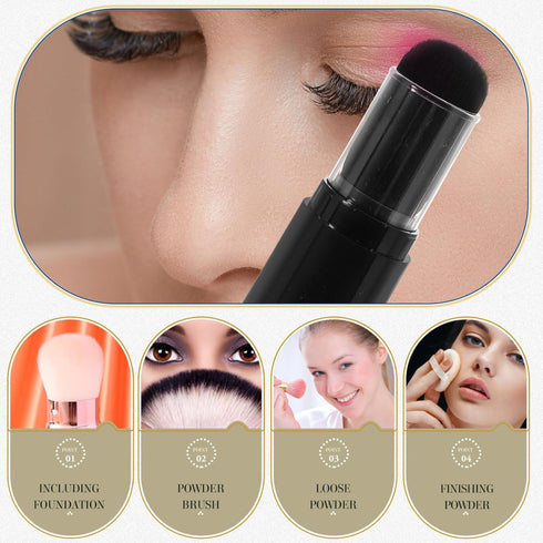 Operitacx Refillable Makeup Brush Powder Brush with Refillable Loose Powder Bottles Jar Reusable Brush Applicator for Loose Powder Blush Talcum Hi...
