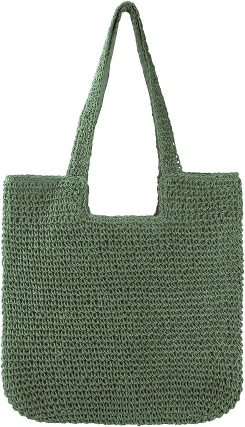 Straw Beach Tote Bag for Women Large Summer Woven Straw Bag Lightweight Foldable Shoulder Handbags for Travel,Vacation...