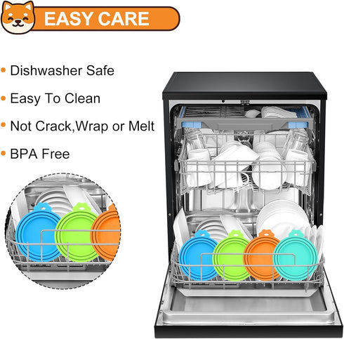 2 Pack Pet Food Cans Lids, Silicone Food Can Covers for Dog and Cat, BPA Free/Food Safe/Universal, One Fit Most Standard Size Food Can Top Green/B...
