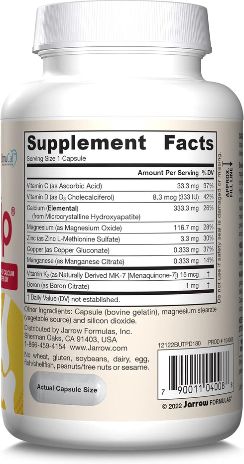 Jarrow Formulas BoneUp Three Per Day For Bone Support and Skeletal Nutrition, Includes Vitamin D3, K2 (as MK-7) and 1000 mg of Calcium Per Day, 18...