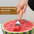 Watermelon Slicer Cuts Watermelons into Cubes, Stainless Steel Melon Cutter with Wooden Handle, Watermelon Cutting Tool Fruit Cutter with 5 Fruit ...