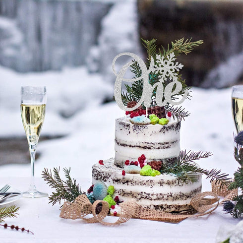 Silver One Snowflake Cake Topper - Winter Onederland 1st Birthday Cake Decorations...