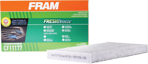 FRAM Fresh Breeze Cabin Air Filter Replacement for Car Passenger Compartment w/ Arm and Hammer Baking Soda, Easy Install, CF11177 for Select Nissa...