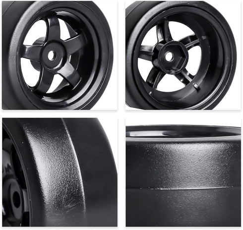 Hobbypark 12mm Hex 1/10 RC Drift Tires Hard Plastic and Wheels for Tamiya HPI Traxxas Kyosho Redcat HSP 1:10 Scale RC Drift Car Drifting (Set of 4...