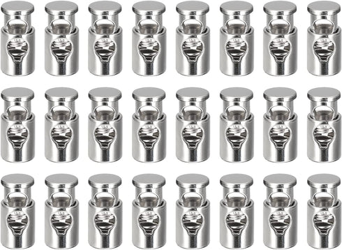 uxcell 24pcs Metal Cord Locks, 5mm Single Hole Spring Stopper Fastener Slider Toggles End for Drawstrings Bags Backpacks Clothing Lanyards, White ...
