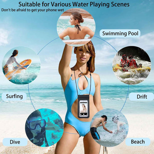 Waterproof Phone Pouch, Large Waterproof Phone Case, Universal Cell Phone Case Dry Bag, Compatible for iPhone, Samsung, All Smartphones Black...