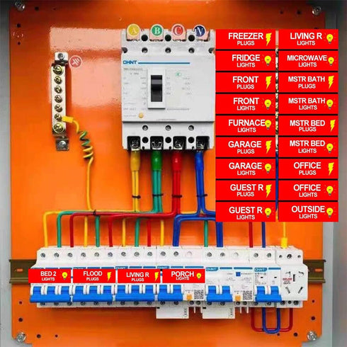 Premium Durable Circuit Breaker Labels, 129 Waterproof Fuse Box Stickers, Easy to Read and Install (red, 1)...