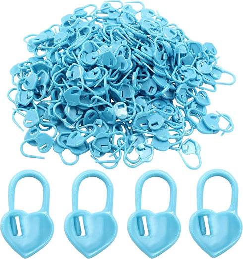 Litoexpe 200 Pcs Knitting Marker Blue, Heart Design Needle Clip Crochet Locking Stitch Markers for Art DIY Craft Project Crochet Work......
