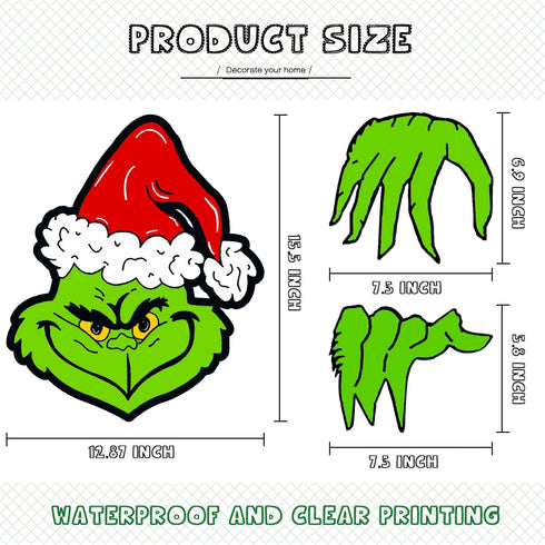 Christmas Decorations Outdoor - Fence Yard Sign with Hand Head for Holiday Christmas Fence Peeker Decorations...