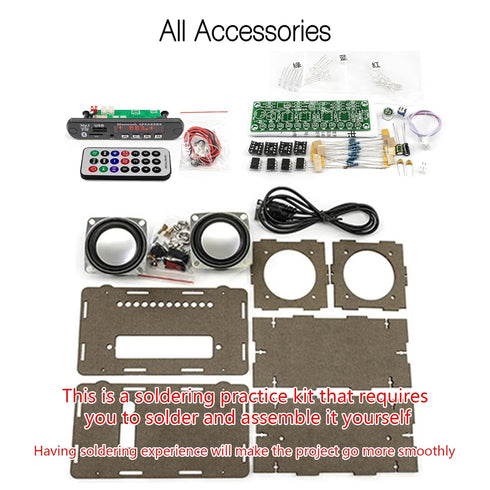 EIELE Soldering Practice kit Multi-Function Speaker AUX TF Playback Voice-Activated Level Indicator Dual Channel Speaker Education Black case Spea...