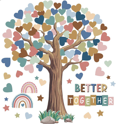 Adduster 108 Sheet Tree Bulletin Board Set - Classroom Tree Bulletin Board Set Heart Cutouts Classroom Bulletin Tree Wall Decor Supplies for Schoo...