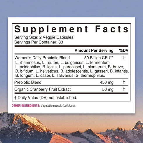 NewRhythm Women's Probiotics, Organic Cranberry for Feminine Health, 50 Billion CFU 18 Strains, Probiotics with Prebiotics, No Refrigeration Neede...