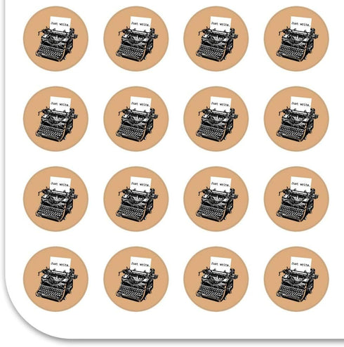 Just Write Antique Typewriter Writer Author 1/2" (0.5") Planner Calendar Scrapbooking Crafting Opaque Stickers...
