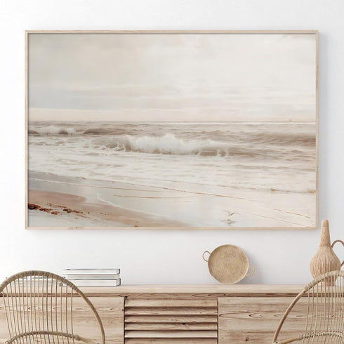 Gotletaeld Neutral Beach Landscape Art Print 16x24in Unframed for Living Room, Bedroom, Kitchen, Bathroom, Hotel...