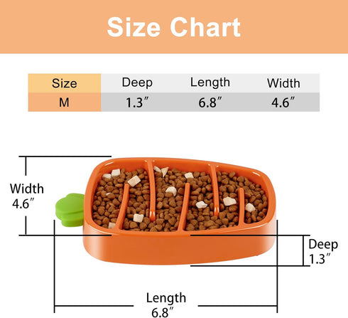 Slow Feeder Dog Bowl, Dog Food Bowl for Small & Medium-Sized Dogs, Carrot Design Dog Bowls,Non-Slip Dog Slow Feeder Bowls, Pet Slow Feeder Bowl fo...