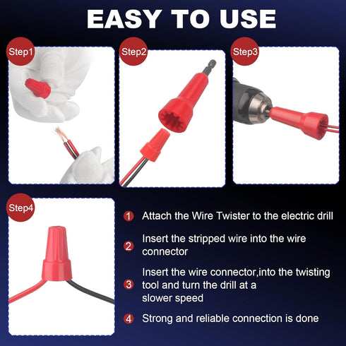 Wire Twisting Tool, Compatible with Wire Nut Driver, Spin Twist Wire Connector Socket Wire Twisting Spinner with 1/4" Chuck, Enhanced Wiring Effic...