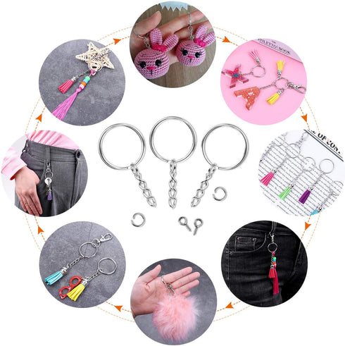 Audab 360Pcs Keychain Bulk, 120Pcs Keychain Rings with Chain and 120Pcs Open Jump Ring with 120Pcs Screw Eye Pins for Crafts and Jewelry Making...