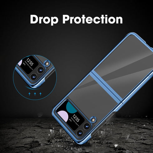 MATEPROX Compatible with Samsung Galaxy Z Flip 3 Case, Slim Thin Lightweight Protective Phone Case with Clear Back with Electroplated Frame for Sa...