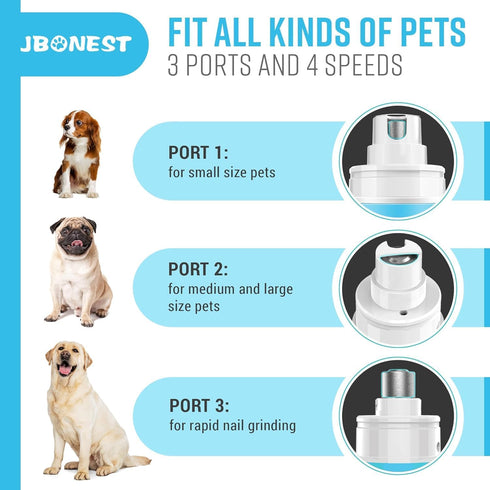 Dog Nail Grinder with Super Quiet, 4-Speed Rechargeable Dog Nail Trimmers for Large Dogs, Medium & Small Dogs & Cats Toenail Grooming, Cat Nail Tr...