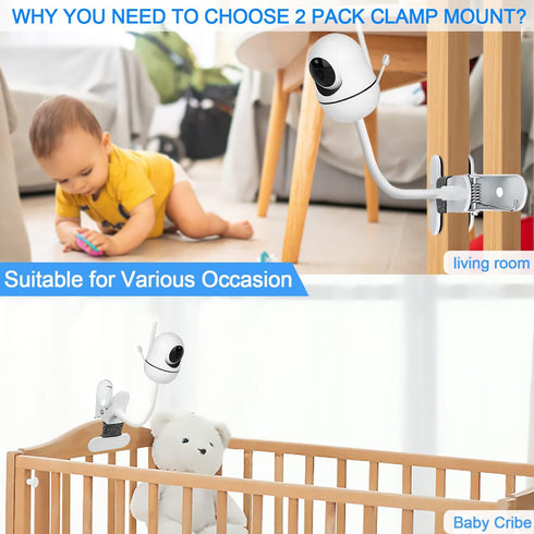 15.7 inches Baby Monitor Mount Compatible with HelloBaby HB65/HB6550/HB6550 pro/HB66/HB248,ANMEATE SM935E Baby Monitor Camera Flexible Clip Clamp ...