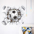 17"x16" 3D Soccer Football Cracked Wall Stickers Vinyl Decals Removable Decor for Living Room Kids Room Baby Nursery Boys Bedroom...