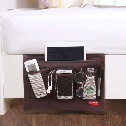 Bedside Storage Organizer, Bedside Caddy, Table Cabinet Storage Organizer, TV Remote Control, Phones, Magazines, Tablets, Accessories (Brown)...