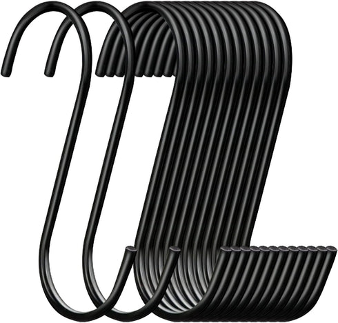 30 Pack Heavy Duty S Hooks Black Steel S Shaped Hooks for Hanging Jeans Pans Pots Plants Bags Towels Kitchen Closet Hooks Hanger, Large 3.5 inch...