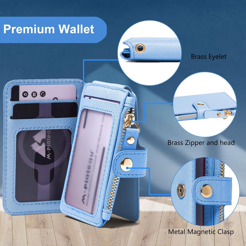 M-Plateau RFID Blocking Phone Wallet Stick on Leather, Card Holder for Phone case Stick on Attachable Credit Card Holder for Phone (Compatible wit...