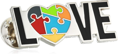 Stickeroonie Autism Awareness Puzzle Heart Lapel Pin, Colorful Love Silver Plated Decorative Pin, 1.2”...