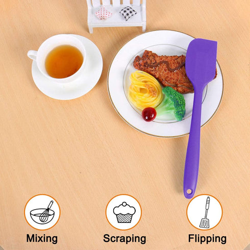 uxcell Silicone Spatula Set 2 Pcs Heat Resistant Kitchen Rubber Turner Non Stick Spatula for Cooking Baking and Mixing Purple...