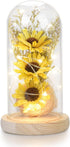 Sunflower Gifts for Women, Sunflowers Artificial Flowers in Glass Dome with LED Strip, Birthday Gifts for Mom & Grandma, Sunflower Decor on Mother...