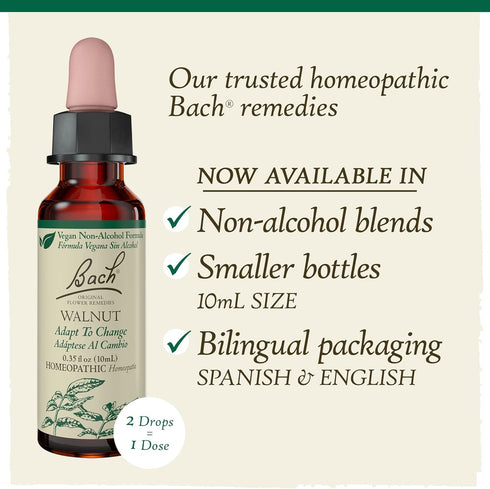 Bach Original Flower Remedies, Walnut for Adapting to Change (Non-Alcohol Formula), Natural Homeopathic Flower Essence, Holistic Wellness and Stre...