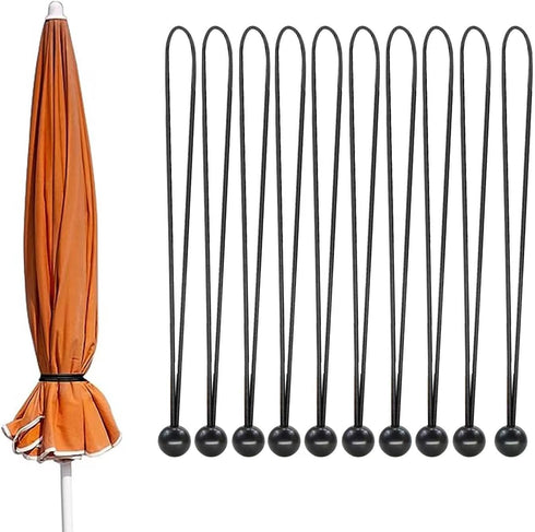 Black Reusable Outdoor Umbrella Strap, 10 Pack, 8 x 1 Inches...