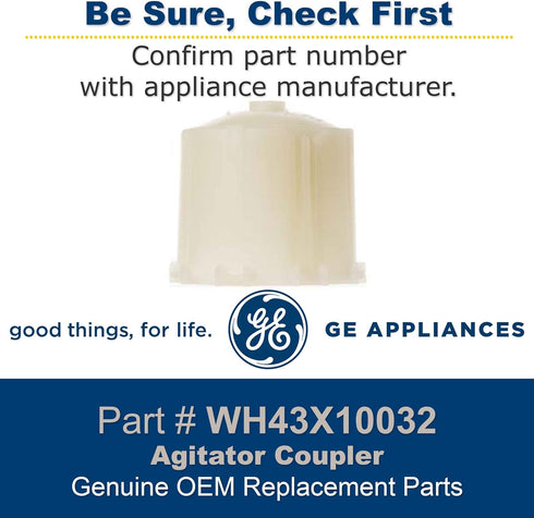 GE WH43X10032 Agitator Coupler , White