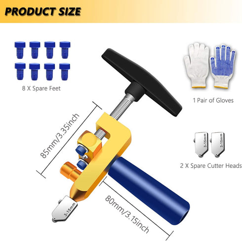 Manual Tile Cutter, 2 in 1 Glass Tile Cutter Hand Tool with Glass Breaking Pliers, Mirror Cutting Kit with 3 Tungsten Steel Blade for Home DIY Cut...