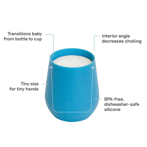 ezpz Tiny Cup (Blue) - 100% Silicone Training Cup for Infants - 4 months + - Designed by a Pediatric Feeding Specialist - Baby-led Weaning Essenti...