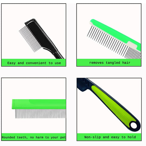 5 Pieces Pet Grooming Comb, Pet Hair Comb Rubber Handle Dog Hair Comb, Dog Eye Combs Pet Grooming Comb Flea Comb for Dog/Cat/Small Pets Removing E...