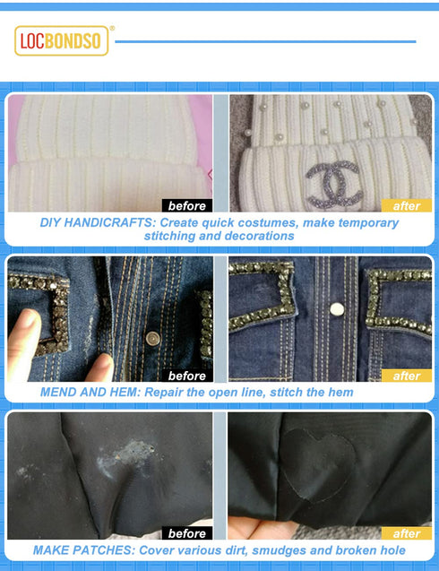 1 Min Fast Dry Sew Glue Liquid Quick Bonding Reinforcing Fabric Adhesives DIY Speedy Fix for Denim Cotton Flannel Clothes Tent Curtain Leather Sof...