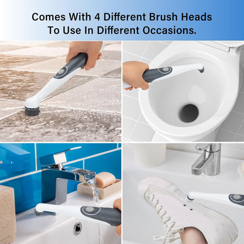 KALIMO 4 in 1 Electric Cleaning Brush with 4 Interchangeable Heads Mini Wireless Portable Sonic Scrubber Electric Spin Oscillating Power Tool for ...
