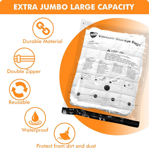 10 Pack Vacuum Storage Bags (5 x Large, 5 x Medium), Space Saver Sealer Compression Bags with Travel Hand Pump for Blankets, Comforters, Pillows, ...