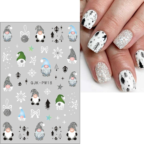 JMEOWIO 4 Sheets Christmas Glitter Nail Art Stickers Decals Self-Adhesive Pegatinas Uñas Snowflake Xmas Winter Holiday Santa Cute Nail Supplies Na...