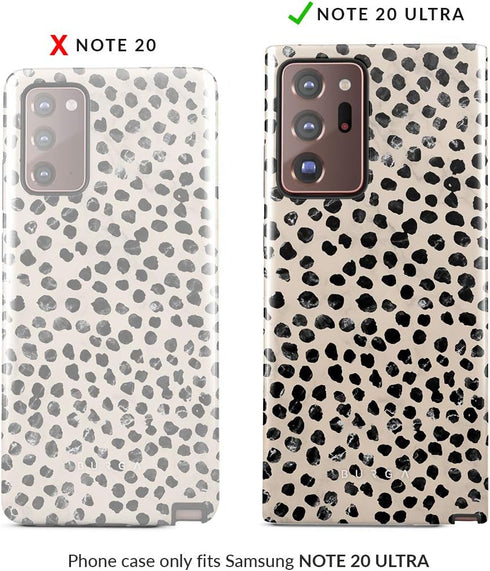 BURGA Phone Case Compatible with Samsung Galaxy Note 20 Ultra - Hybrid 2-Layer Hard Shell + Silicone Protective Case -Black Polka Dots Pattern Nud...