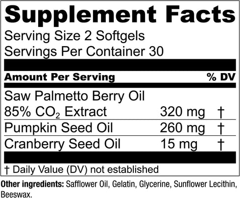 Saw Palmetto Plus - Prostate Health Supplement for Men with Pumpkin and Cranberry Seed Oil | Supports Bladder and Urinary Health by Essential Elem...
