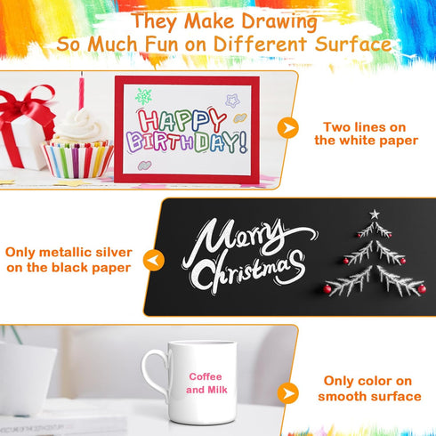 Outline Markers, Metallic Markers Set, Glitter Markers, Acrylic Paint Pens, Shimmer Paint Markers for Birthday Card, Doodle Dazzles Shimmer Marker...