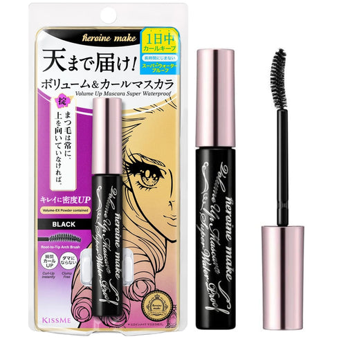 HEROINE MAKE by KISSME Volumizing Eyemakeup Mascara with Waterproof Black Curvy Brush, Defining Fiber Long-lasting False Eyelash Effect, Made in J...