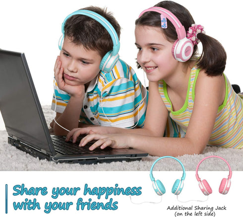 SIMOLIO Wired Headphones for Kids with Mic & Share Port, 75dB/85dB/94dB Volume Limit Children Headphone with Portable Bag for School/Travel, Sturd...